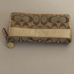 Coach Signature Brown and Cream Wallet​